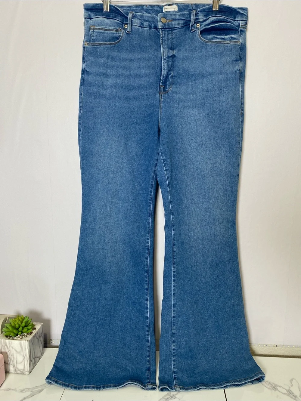 Good American Good Legs Flare Jeans 20 High Waist Plus Size Jeans Cotton Stretch
